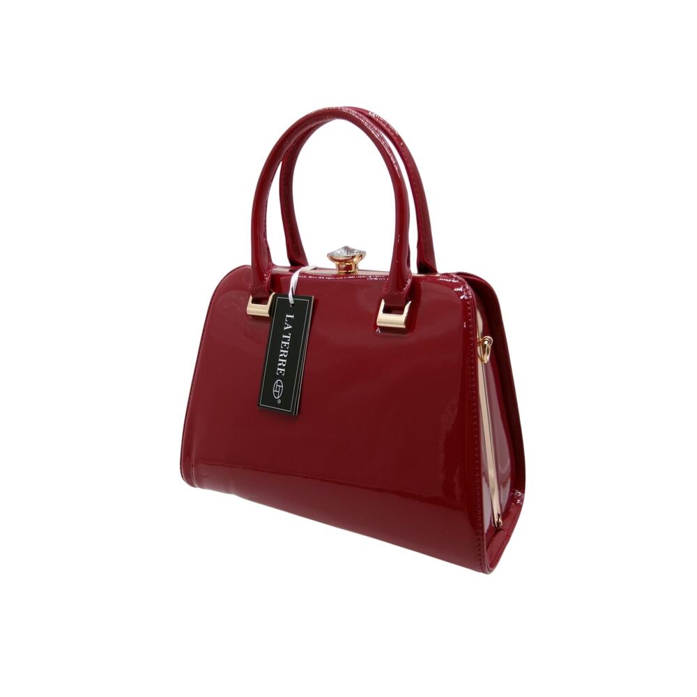 Elegant Wine Patent Leather Top Handle Bag - Perfect Gift